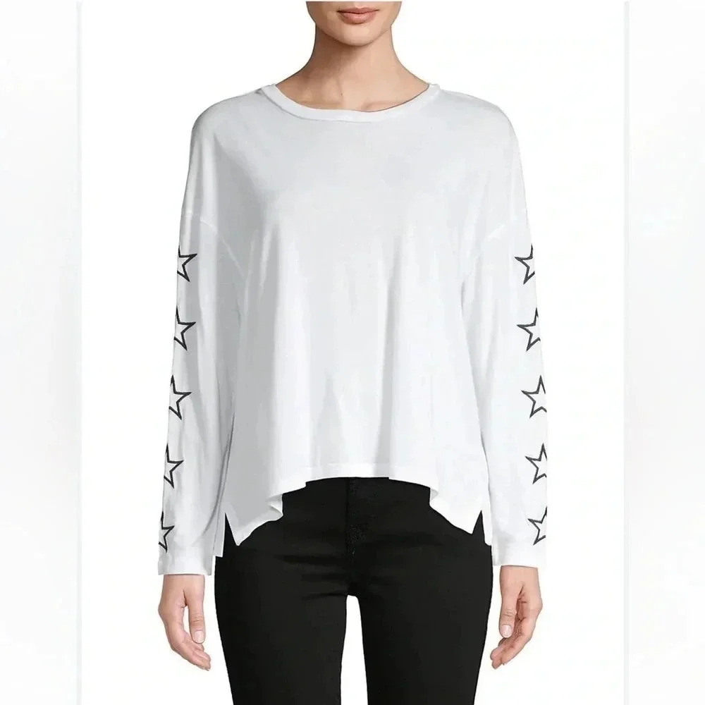 Monrow White Slouchy Long Sleeve Top Size XS Casual Lounge Grunge Rock